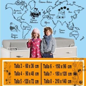 vinilos infantiles mapa mundi 1102