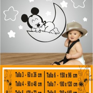 Mickey Mouse en la luna durmiendo