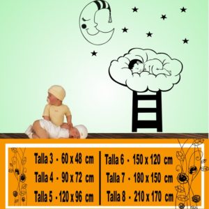 baby sleeping on the cloud with ladder