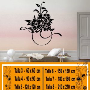 Wall stickers round vase with flowers 1123