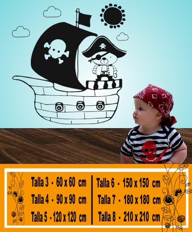 oso pirata con barco