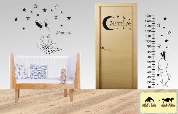 Vinilos infantiles conejo con estrellas kit de vinilos 110