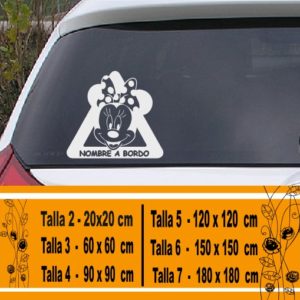Baby sticker on board Minnie Mouse face